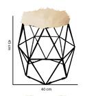 Kit 03 Puff Banqueta Luna Aramado Hexágono Preto Pelúcia Dour