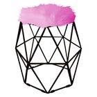 Kit 03 Puff Banqueta Luna Aramado Hexágono Preto Pelúcia Pink