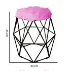 Kit 03 Puff Banqueta Luna Aramado Hexágono Preto Pelúcia Pink