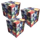 Kit 03 Puff Decorativo Dado Estampado Triangulo - Dominic Dec