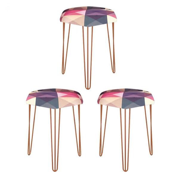 Kit 03 Puffs Banqueta Alta Bita Industrial Pé De