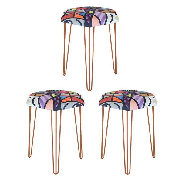 Kit 03 Puffs Banqueta Alta Bita Industrial Pé De