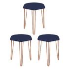 Kit 03 Puffs Banqueta Alta Bita Industrial Pé De Ferro Bronze