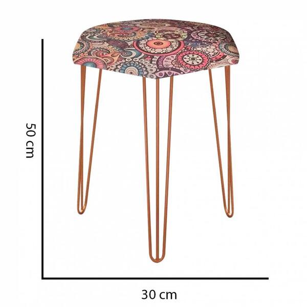 Kit 03 Puffs Banqueta Alta Bita Industrial Pé De Mosaico