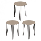 Kit 03 Puffs Banqueta Alta Bita Industrial Sala Penteadeira P