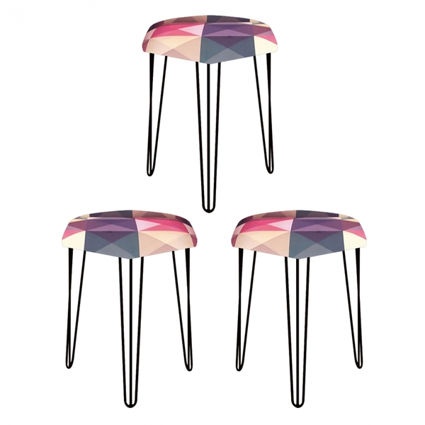 Kit 03 Puffs Banqueta Alta Bita Industrial Sala Penteadeira P