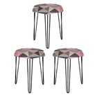 Kit 03 Puffs Banqueta Alta Bita Industrial Sala Penteadeira P