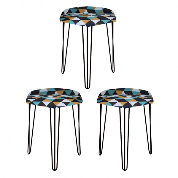 Kit 03 Puffs Banqueta Alta Bita Industrial Sala Penteadeira P