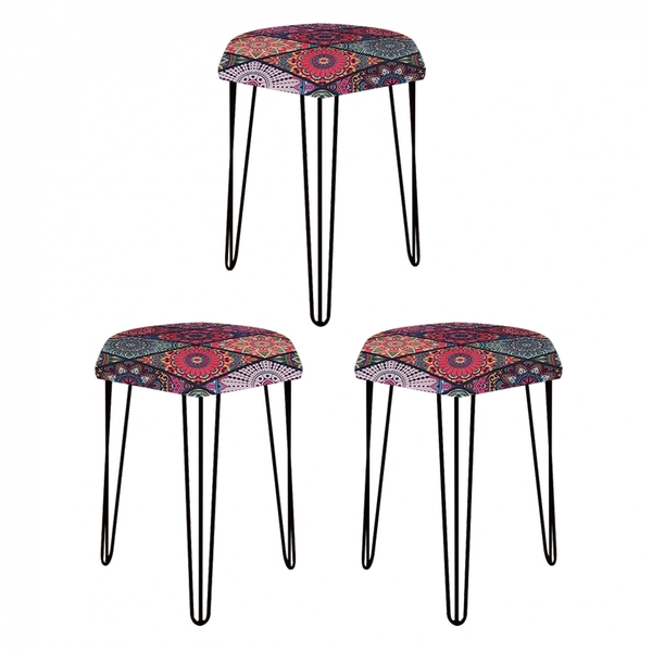 Kit 03 Puffs Banqueta Alta Bita Industrial Sala Penteadeira P