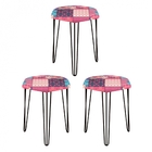 Kit 03 Puffs Banqueta Alta Bita Industrial Sala Penteadeira P