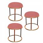 Kit 03 Puffs Banqueta Malta Aramado Bronze Suede Rose Gold