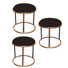 Kit 03 Puffs Banqueta Malta Decorativo Sala Aramado Bronze Co