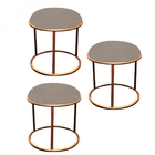 Kit 03 Puffs Banqueta Malta Decorativo Sala Aramado Bronze Su