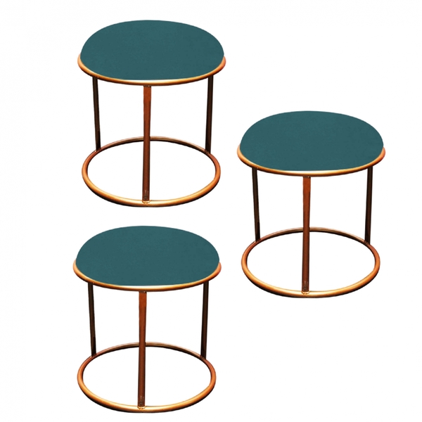 Kit 03 Puffs Banqueta Malta Decorativo Sala Aramado Bronze Su