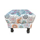 Kit 03 Puffs Banqueta Retrô Luis Xv Suede Floral L20 - Nay Es