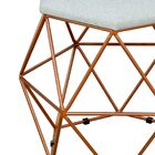 Kit 03 Puffs Decorativo Aramado Bronze Six L02 Linho Cinza -