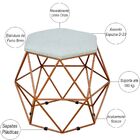 Kit 03 Puffs Decorativo Aramado Bronze Six L02 Linho Cinza -