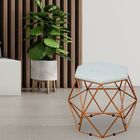 Kit 03 Puffs Decorativo Aramado Bronze Six L02 Linho Cinza -