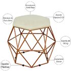 Kit 03 Puffs Decorativo Aramado Bronze Six L02 Suede Bege - L