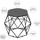 Kit 03 Puffs Decorativo Aramado Preto Six L02 Suede Cinza - L