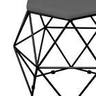 Kit 03 Puffs Decorativo Aramado Preto Six L02 Suede Cinza - L