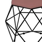 Kit 03 Puffs Decorativo Aramado Preto Six L02 Suede Rosê - Ly