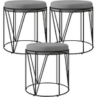 Kit 03 Puffs Decorativo Aramado Preto Zaya L02 Corano Cinza -