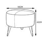 Kit 03 Puffs Decorativos Redondo Pés Metal Couro Branco Fosco