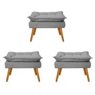 Kit 03 Puffs Opala Palito Mel Suede Cinza - Bellacasa Decor