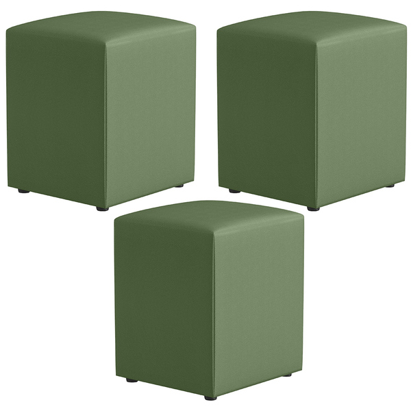 Kit 03 Puffs Quadrado L02 Decorativo Facto Verde - Lyam Decor