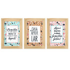 Kit 03 Quadros 10x15cm Moldura:pinus