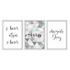 Kit 03 Quadros Decorativos "frases Amor" 43x33 Cada - D'rossi