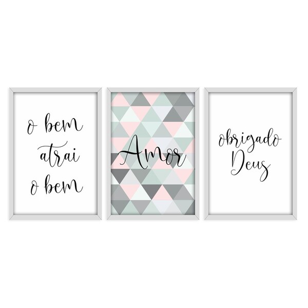 Kit 03 Quadros Decorativos "frases Amor" 43x33 Cada - D'rossi