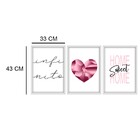 Kit 03 Quadros Decorativos "pink Heart" 43x33 Cm Cada - D'ros