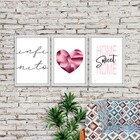 Kit 03 Quadros Decorativos "pink Heart" 43x33 Cm Cada - D'ros