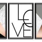 Kit 03 Quadros Decorativos Rose Gold "love" 43x33 Cm Cada - D
