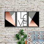 Kit 03 Quadros Decorativos Rose Gold "love" 43x33 Cm Cada - D