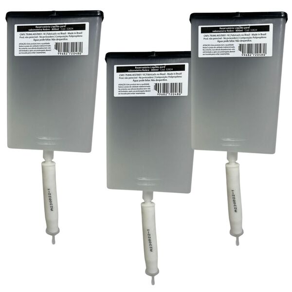 Kit 03 Und Reservatório Saboneteira 800ml Sabonete Ou Álcool