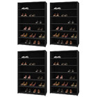 Kit 04 Armários Multiuso Sapateira Laís 5 Prateleiras Preto -