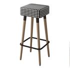 Kit 04 Bancos Banqueta Alta Madeira Estofada Dubai