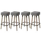 Kit 04 Bancos Banqueta Alta Madeira Estofada Dubai