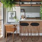 Kit 04 Banqueta Alta Aramado Liz Base Bronze Corino Preto