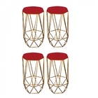 Kit 04 Banqueta Alta Aramado Liz Para Cozinha Bar Balcão Bist