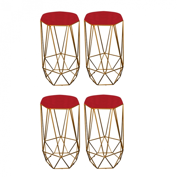 Kit 04 Banqueta Alta Aramado Liz Para Cozinha Bar Balcão Bist