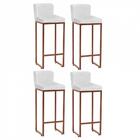 Kit 04 Banqueta Alta Bistrô Ferro Bronze Corino Branco