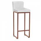 Kit 04 Banqueta Alta Bistrô Ferro Bronze Corino Branco