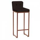 Kit 04 Banqueta Alta Bronze Botão Preto Marrom