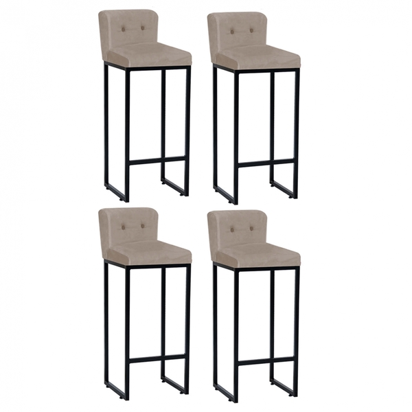 Kit 04 Banqueta Alta Com Encosto Lucca Industrial Cozinha Bal