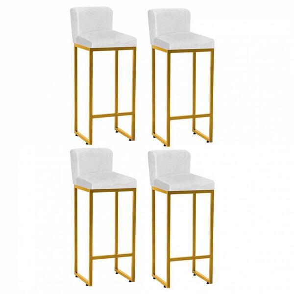 Kit 04 Banqueta Alta Corino Branco