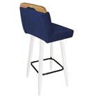 Kit 04 Banqueta Alta Encosto Lith Branco Azul Marinho